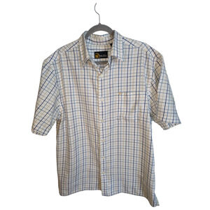 Nautica Cream Shirt Mens Large w/Multicolor Squares